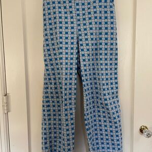 Blue and White Checkered Women's Pants